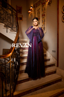 فستان سهرة بأكمام كيمونو شفافة