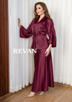 طقم ستان ملكي بتطريز ناعم ولمسة فاخرة