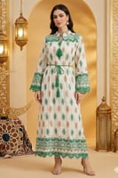 جلابية رمضانية بنقشة تراثية وحزام خصر من ريڤــان