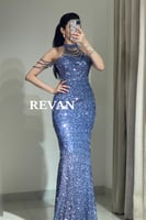 فستان سهرة ترتر فاخر بحمالات متدلية