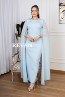 فستان أنيق بطبقة كاب فخمة