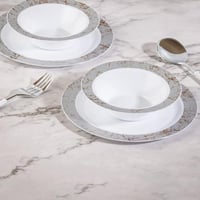 مجموعة (6) صحن بلاستيك فاخر باللون الأبيض و أطراف...