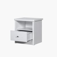 كومودينو سرير كورنيل بدرج خشب و رف تخزين لون ابيض...