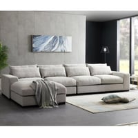 كنبة زاوية سيفيل علي شكل حرف L قماش كتان لون رمادي