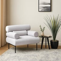 كرسي مفرد روتانا بوكليه بأرجل معدن لون رمادي فاتح