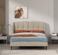 سرير كافيندش منجد بقماش مخمل باللون البيج