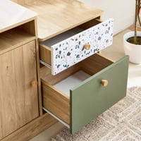 طاولة تزيين بدرجين وباب واحد و رف ومرآة من زازولين...