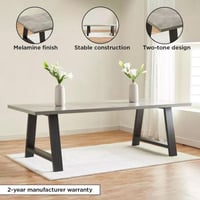 طاولة سفرة كامبريدج سطح خشب 6 مقاعد لون رمادي مقاس...