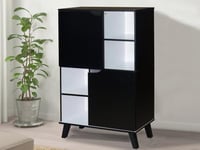 وحدة تخزين أدراج ورفوف بابين خشب ماليزي - أسود