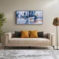 كنبة أفينزا 3 مقاعد مع 4 وسادات قماش لون بيج بارجل...