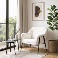 كرسي مفرد قماش بذراعين من ماركو - كريمي