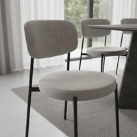 طاولة طعام لياندرا خشب رمادي مع 6 كراسي قماش رمادي...