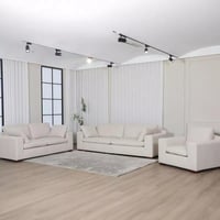 كنبة مفردة دوريڤا بذراعين مع وسادتي قماش لون كريمي...