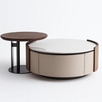 طقم طاولات فاخر بتصميم عصري يجمع بين الجلد والمعدن...