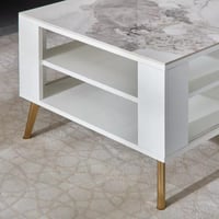 طاولة قهوة سيلفيانا بسطح من الحجر الملبد بدرج و رف...