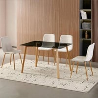 طاولة طعام لا كونتيسا سطح زجاج مضلل مستطيل براجل خ...