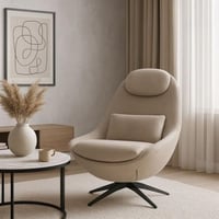 كرسي استرخاء دوار فيوردينا قماش بلون بيج مبطن مع و...