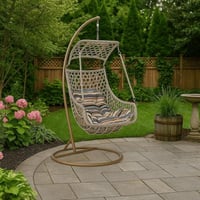 أرجوحة مقعد واحد بيتر هيكل معدني مع راتان وسادة مب...