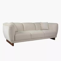 كنبة ميرونزا 3 مقاعد مع وسادتين قماش مخملي لون بيج...