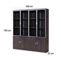 دولاب ملفات سيينا 4 درفات خشب رمادي مع زجاج