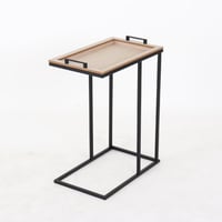 طاولة خدمة تيما بسطح خشبي و قاعدة معدن مقاس 45x28x...