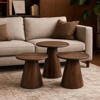 طقم طاولات لونا وود خشب باللون البني -3 حبة