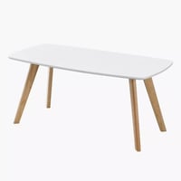 طاولة قهوة نورليسا بأرجل من الخشب الصلب سطح ابيض و...