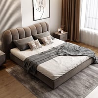 سرير فاخر بتنجيد مخملي وتصميم ظهر مقوس من نـورايـا