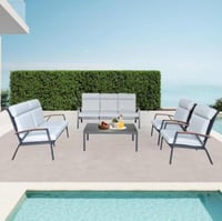 طقم جلسة خارجية سيلي المنيوم مع وسادة سميكة 7 اشخا...