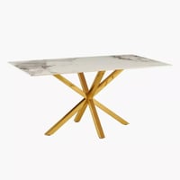 طقم طاولة سفرة مستطيلة من الحجر الملبد ابيض 6 كراس...