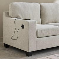 كنبة إيليت قماش 3 مقاعد مع منفذ يو إس بي لون كريمي...