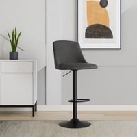 كرسي بار عالي بريجيتا قماش بوليستر لون رمادي بقاعد...