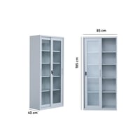 دولاب مكتبي ديزيريه حديد بابين 5 رفوف - رمادي