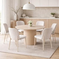 طاولة طعام جولييتّا مستديرة سطح بديل الرخام بيج و...