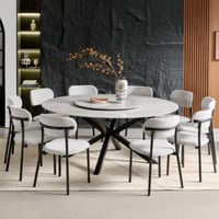 طاولة طعام 10 كراسي سيراميك دائرية - لورا