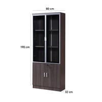 دولاب ملفات سيينا درفتين خشب رمادي مع زجاج