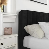 سرير كلوفر منجد قماش مخمل لون اسود