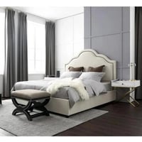 سرير طوكيو منجد قماش مخمل لون بيج