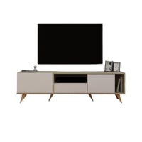 طاولة تلفزيون خشب ماليزي اللون خشبي وأبيض مقاس 179...