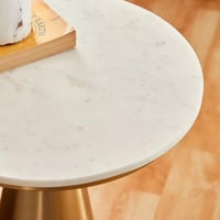 طاولة بسطح من الرخام الأصلي قاعدة معدن ذهبي - مارك...