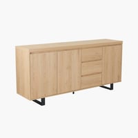 طقم طاولة سفرة بتصميم U خشب هندسي بيج مع 8 كراسي ق...