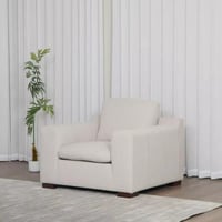 كنبة مفردة دوريڤا بذراعين مع وسادتي قماش لون كريمي...