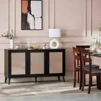 بوفيه جانبية نورديك 3 باب مزين بطبعات الراتان لون...