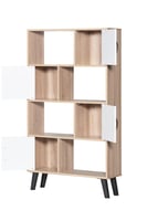 وحدة تخزين أدراج ورفوف خشب ماليزي - خشبي وأبيض