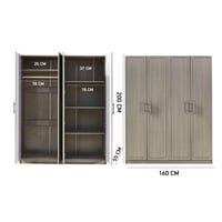 دولاب ملابس مونيلا خشب لون رمادي داكن 4 باب بتصميم...