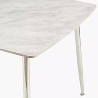 طقم طاولة سفرة من الحجر الملبد ابيض 6 كراسي قماش ب...