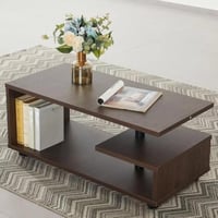 طاولة قهوة أورفيانا خشب هندسي بني برف و ارجل عجل م...