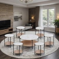 طقم طاولات سيزينيا سيراميك باللون الخشبي -7 حبة