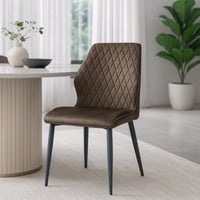 كرسي طاولة طعام رومو قماش مخمل بارجل معدن لون بني...