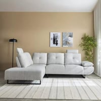 كنبة زاوية زين يسار قماش لون كريمي بظهر قابل للتعد...